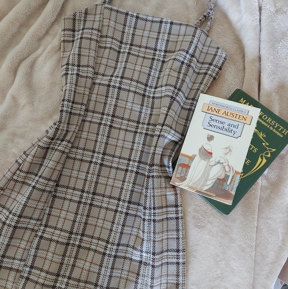 Brown Plaid Mini Dress - Picture 1 of 6